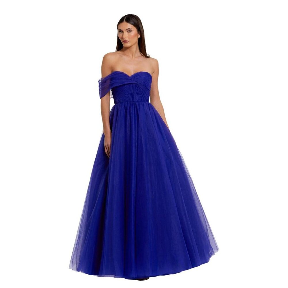 Mac Duggal Royal Blue Strapless Tulle Ball Gown